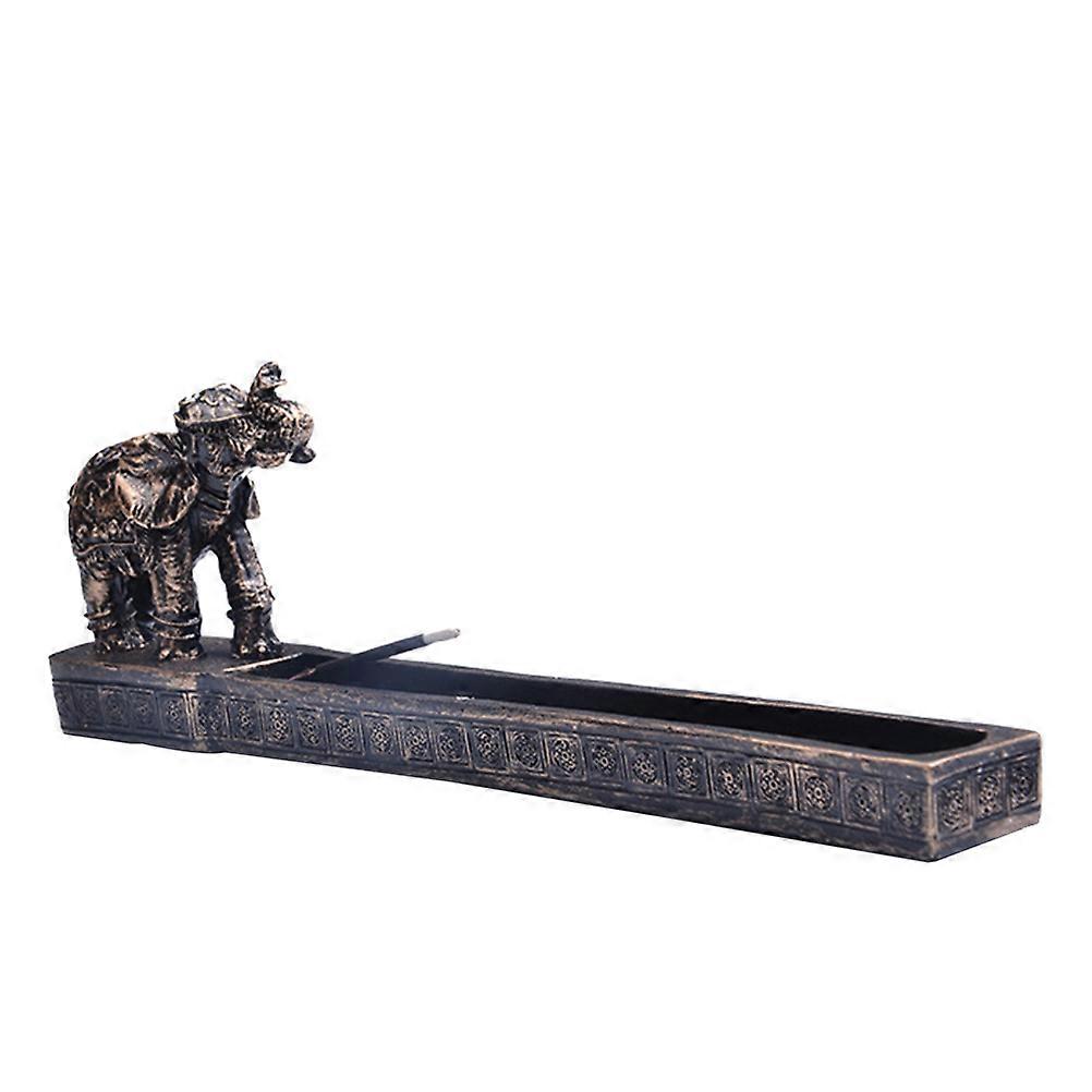 Elephant Decor Holder Incense Board Abstract Elephant God Design Resin Aroma Burner For Meditation Space Use 25.8 x 3.2 x 9cm 1Set