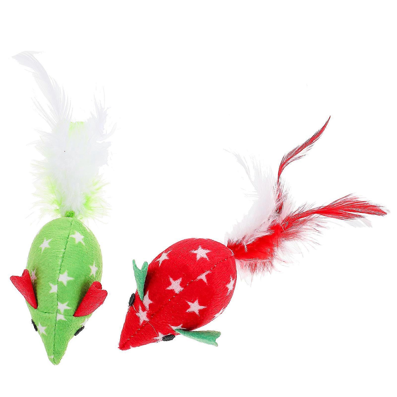 Cat Teaser Toys Plush Cat Teasing Toys Interactive Playing For Cats Mouse Shape Red 4Pcs