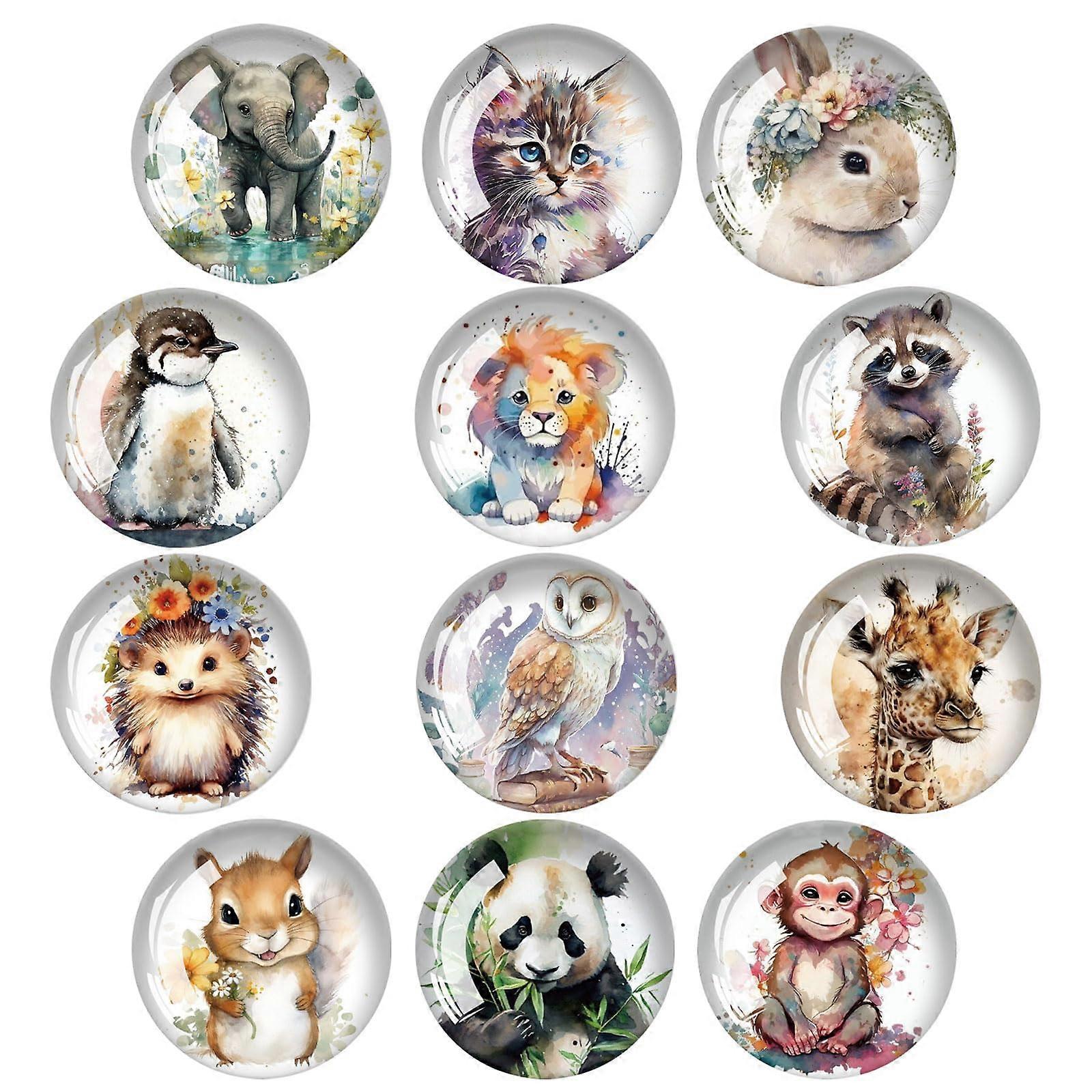 Starry Sky and Animal Pattern Fridge Magnets, Funny Round Magnets for Refrigerators, Whiteboards