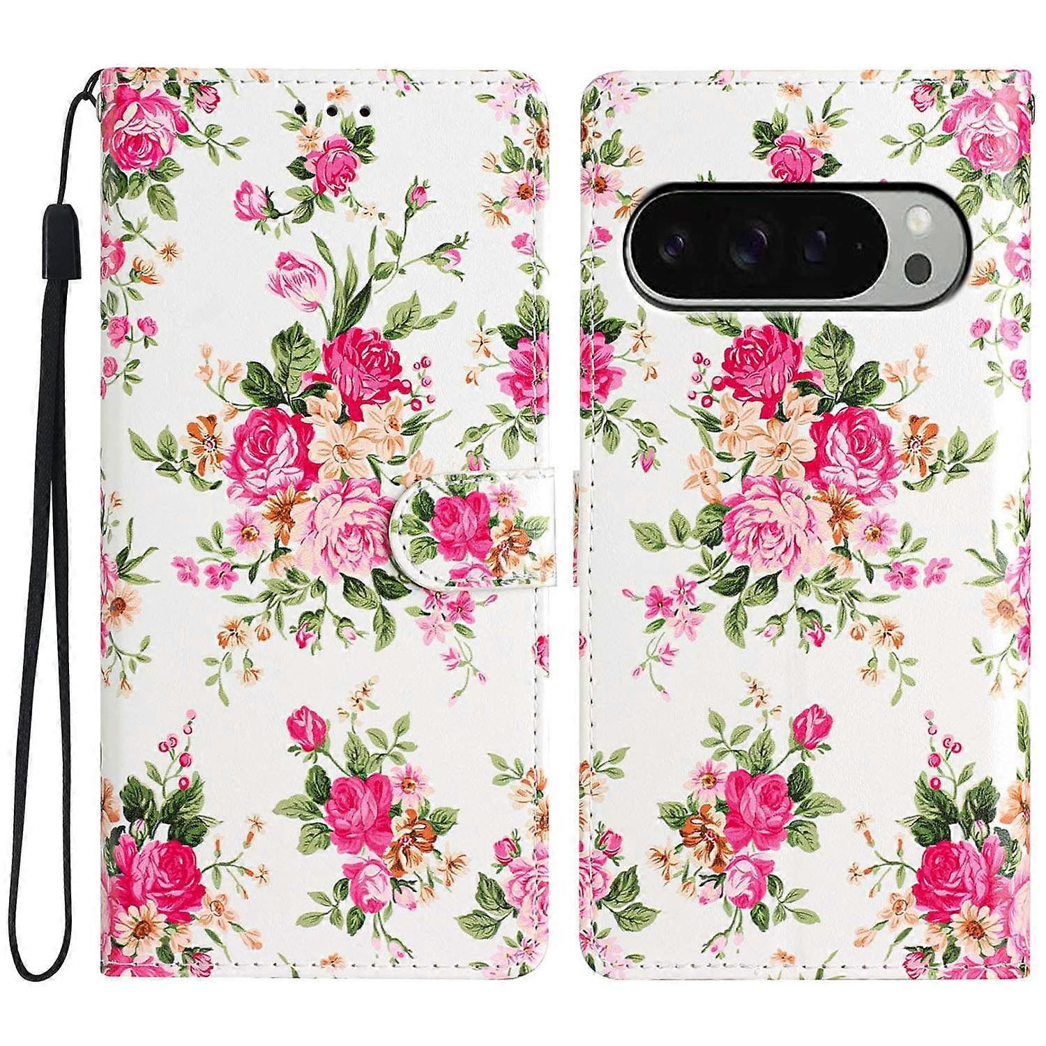 For Google Pixel 9 / 9 Pro Wallet Case PU Leather Pattern Printing Stand Phone Cover with Strap