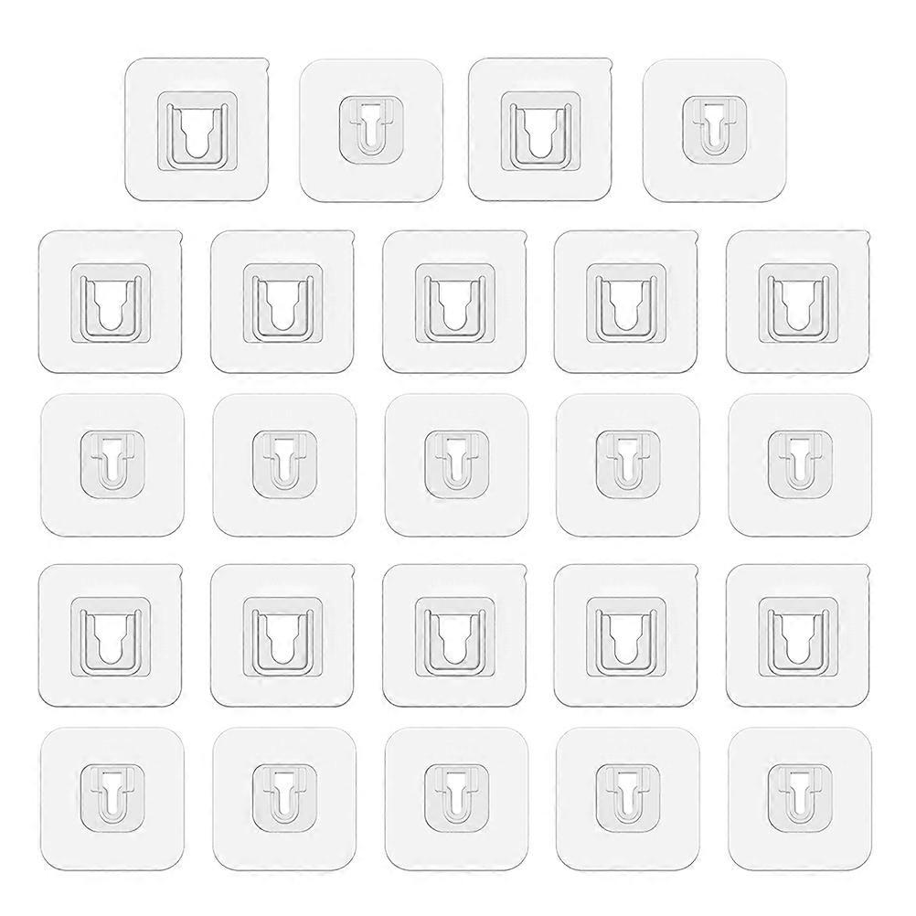 Κανένα τρυπάνι εικόνα κρεμάστρες αυτοκόλλητα άγκιστρα τοίχου απλό και πρακτικό τετράγωνο σχήμα διαφανές χρώμα 6.00X6.00X0.50CM κρέμεται 22 ζεύγη