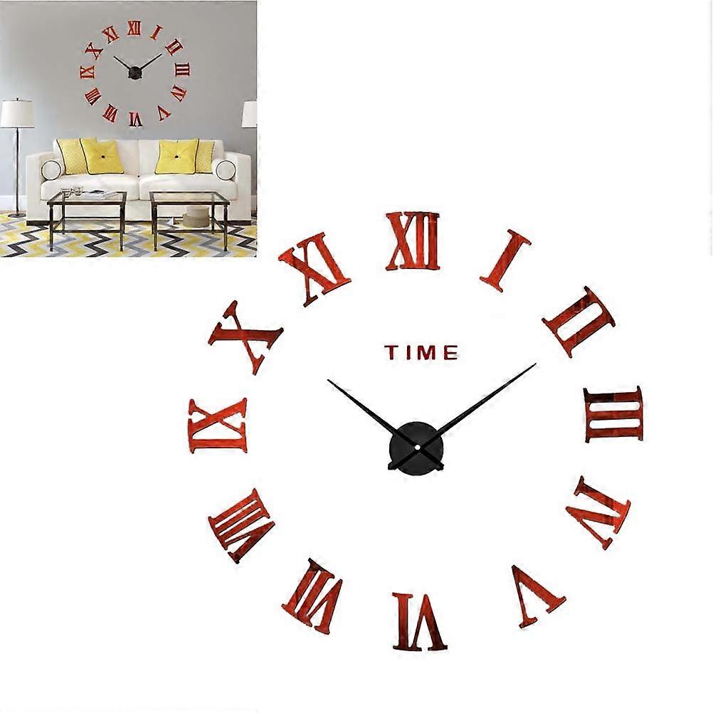 Office Clock Large Wall Clock Modern Red Acrylic Time Display Square 1Pack