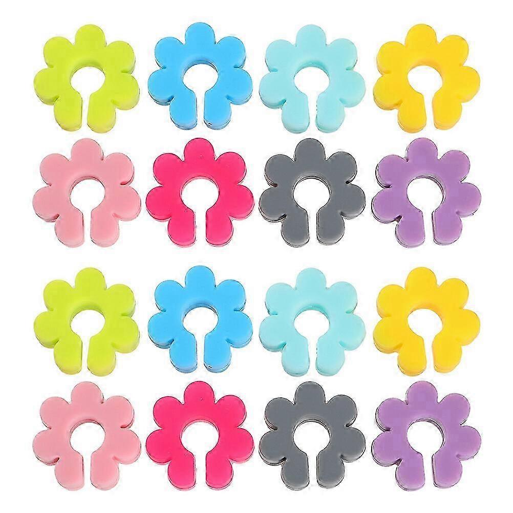 16pcs Silicone Flower Shape Wine Glass Charms Drink Markers in Various Colors for Identifying Your Drinks