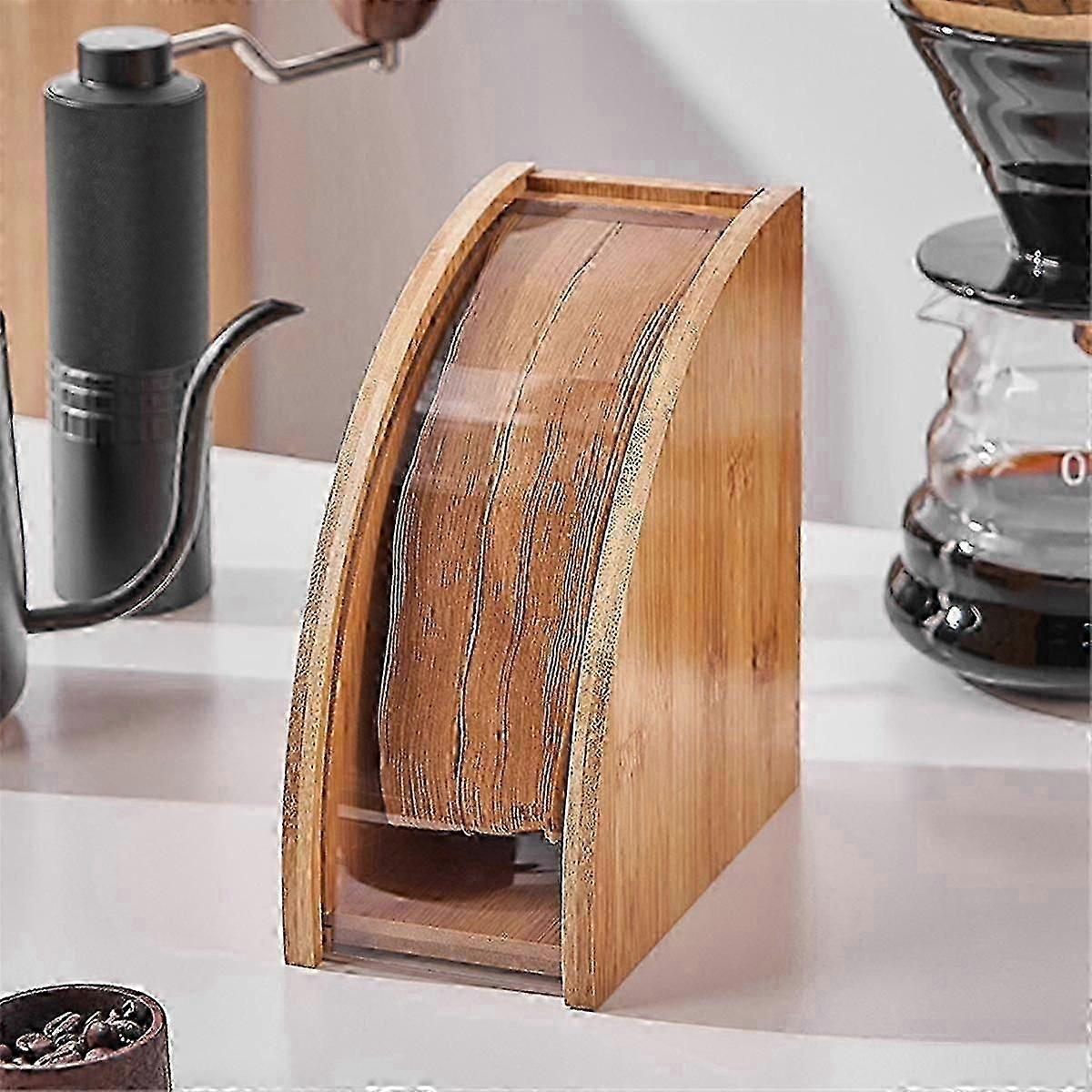 Oppbevaringsstativ for håndbrygget kaffefilterpapir Oppbevaringsboks for kaffefilterpapir Oppbevaringsstativ for filterpapir i heltre