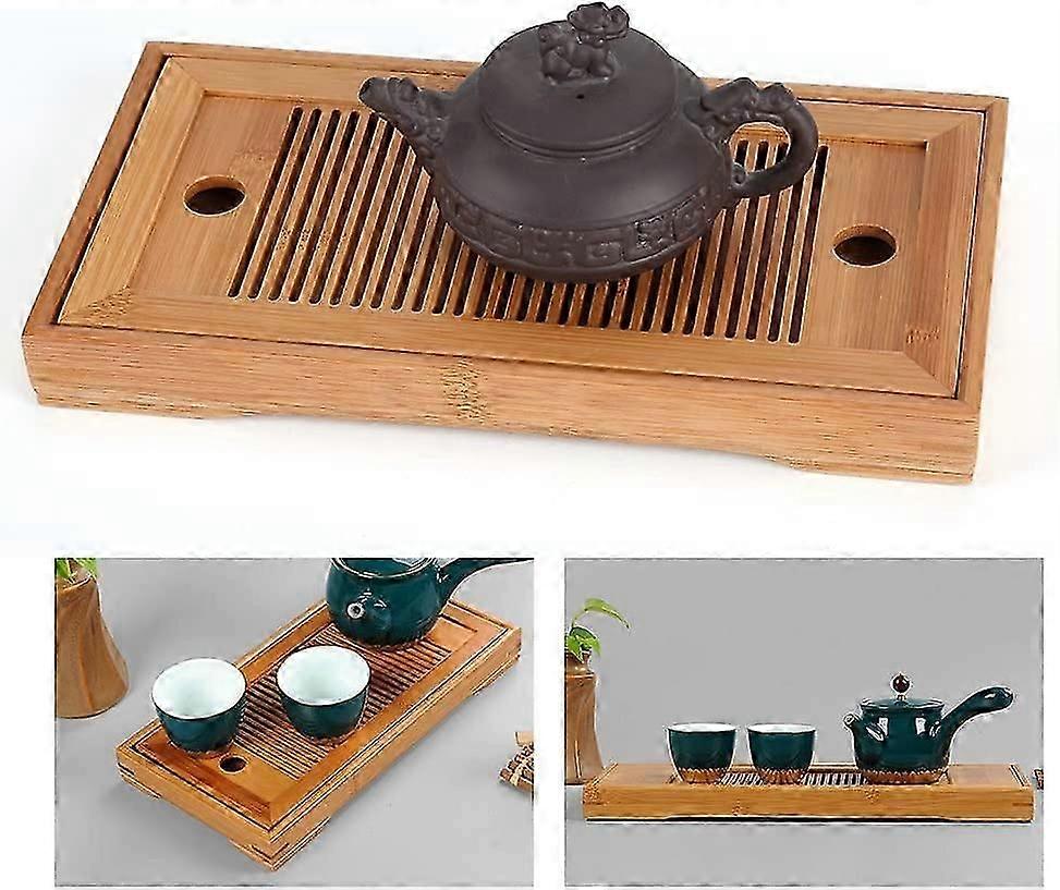 Bamboo tea tray, rectangular tray to prepare tea according to the Chinese Gong Fu Cha method, tea ce