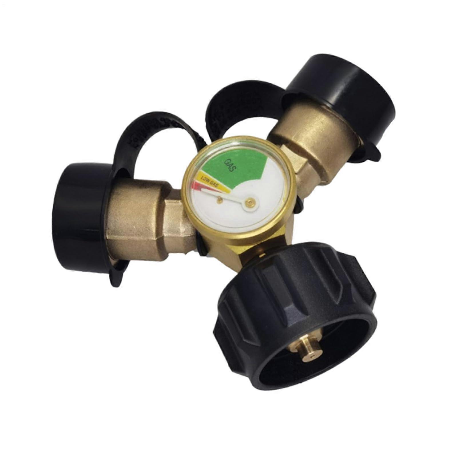 Flaschenteiler YAdapter for Gas Cylinder with Valves – Shutoff Valve Made of Brass, Leakproof Accessory for Camping Heaters and Stoves