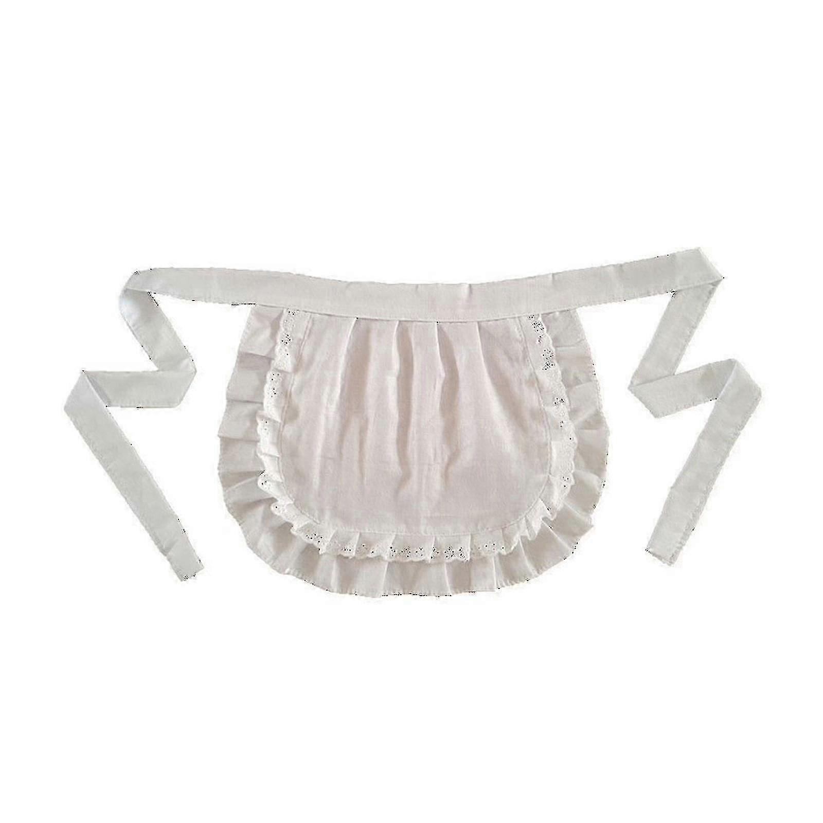 Retro Cotton Half Apron for Girls - Tight Costume for Parties - White Waist Apron