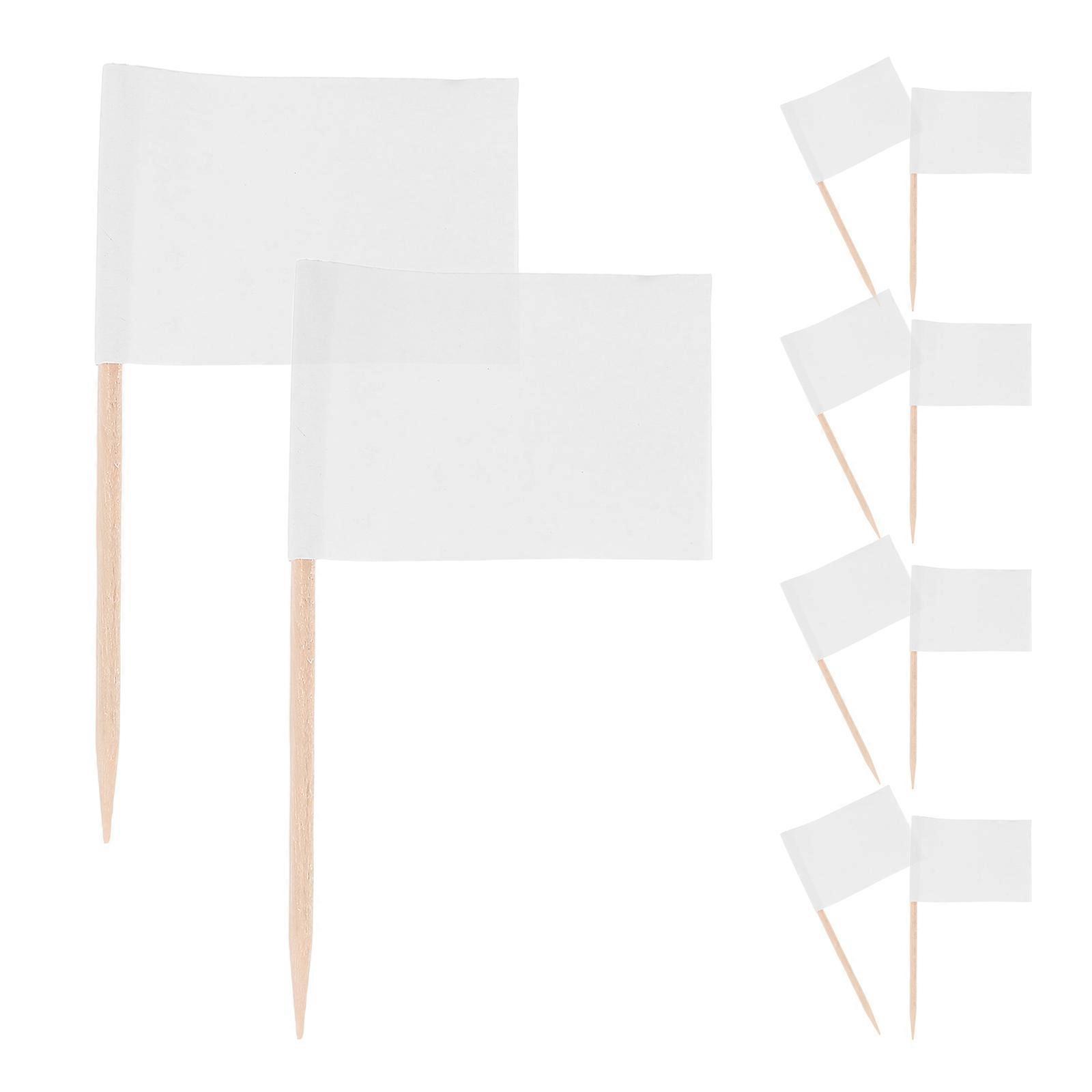 Toothpick Flags To Write On Blank Flag Design Cupcake Toppers White 6 5x3 5cm 100Pcs Set