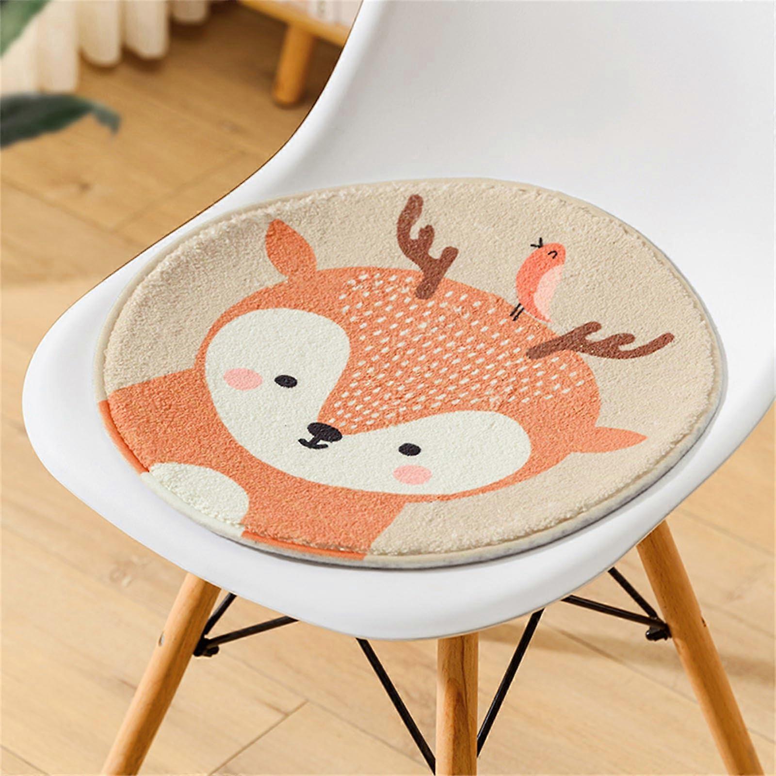 Children's Seat Cushion, Round Chair Cushion 53x53 cm, Deer Design for Home, Office, and School Use