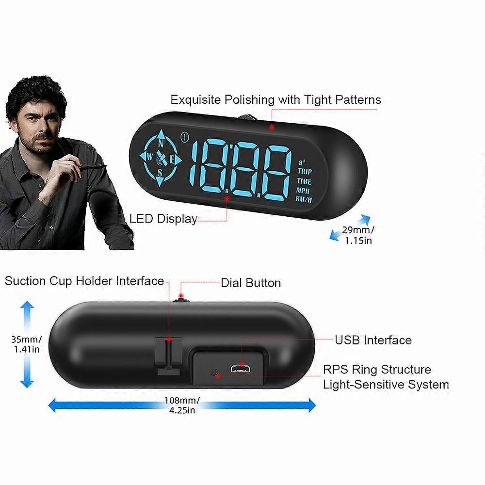 G9 Car Head-Up Display Car GPS Multi-Function Speedometer Compass HD Head-Up Display Black