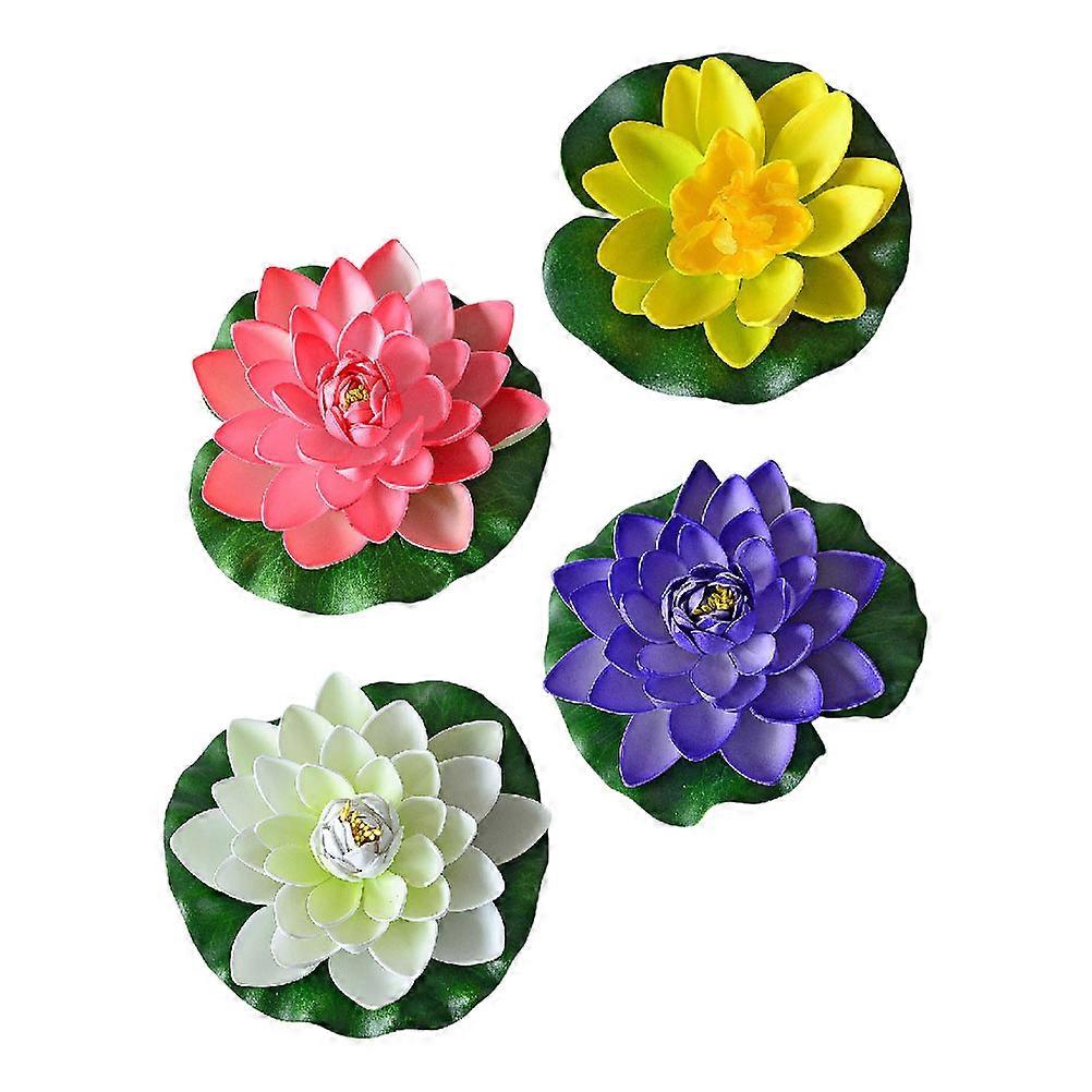 Floating Lotus Decor Plastic Lotus Shape 4Pcs White For Pond Family Decor Home Owners