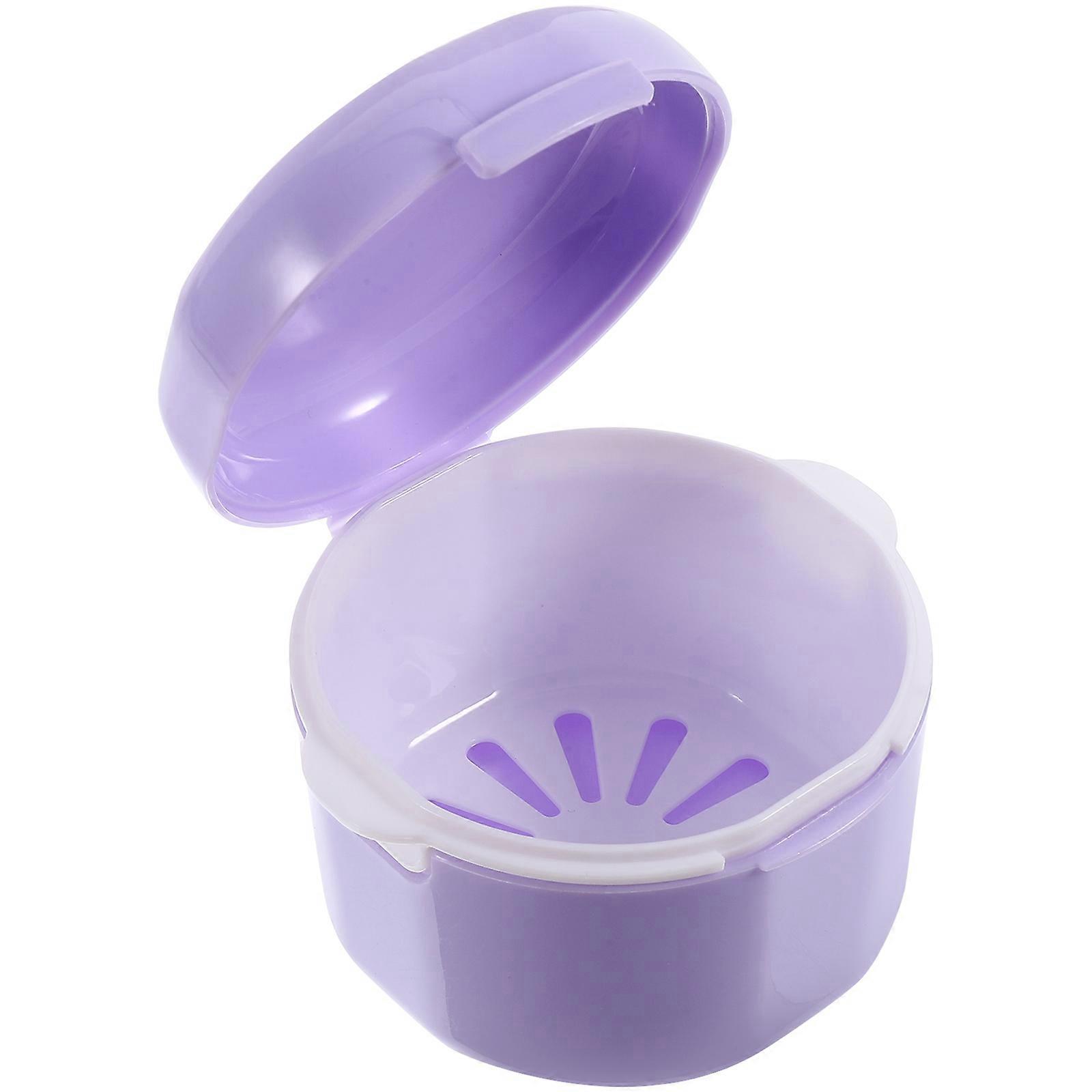 Cute Portable Denture Holder Container For False Tooth Camping 9.6x8.8x7 Cm 1Pcs