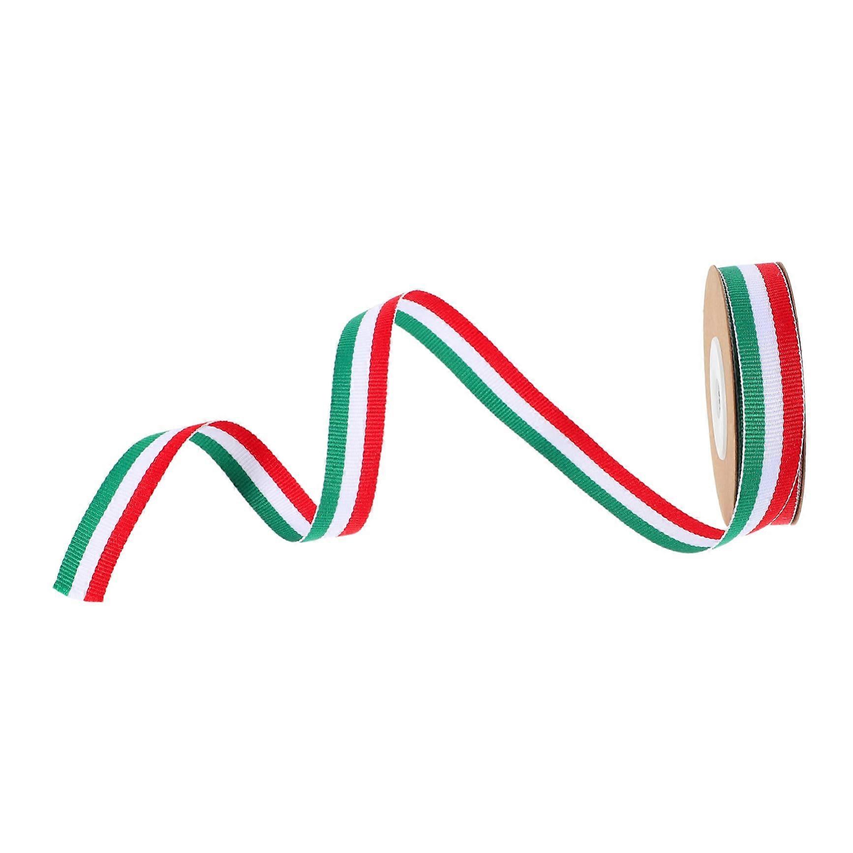 1 roll rolling white and green striped ribbon for gift wrapping, flower bouquets, and craft projects, yards