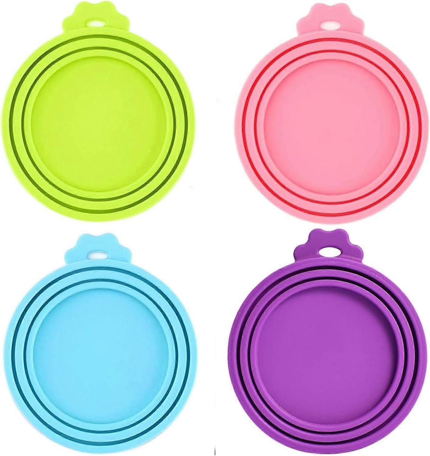 4 Pack Pet Food Can Cover Silicone Can Lids for Dog Cat Food Unive