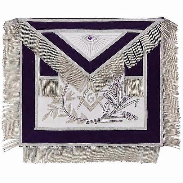 Master Mason Silver Embroidered Apron Square Compass With G Purple