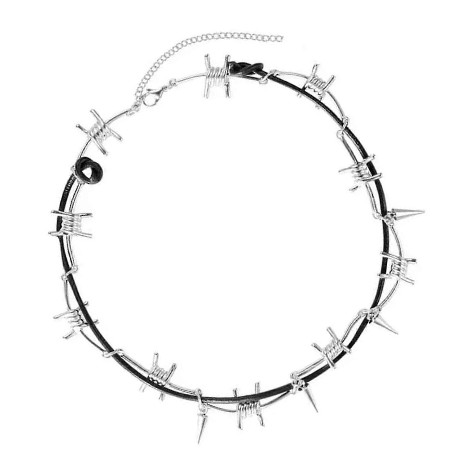 Multi-Purpose Thorn Necklace and Bracelet Set for Unisex, Adjustable Length, Silver Finish, Versatile Jewelry