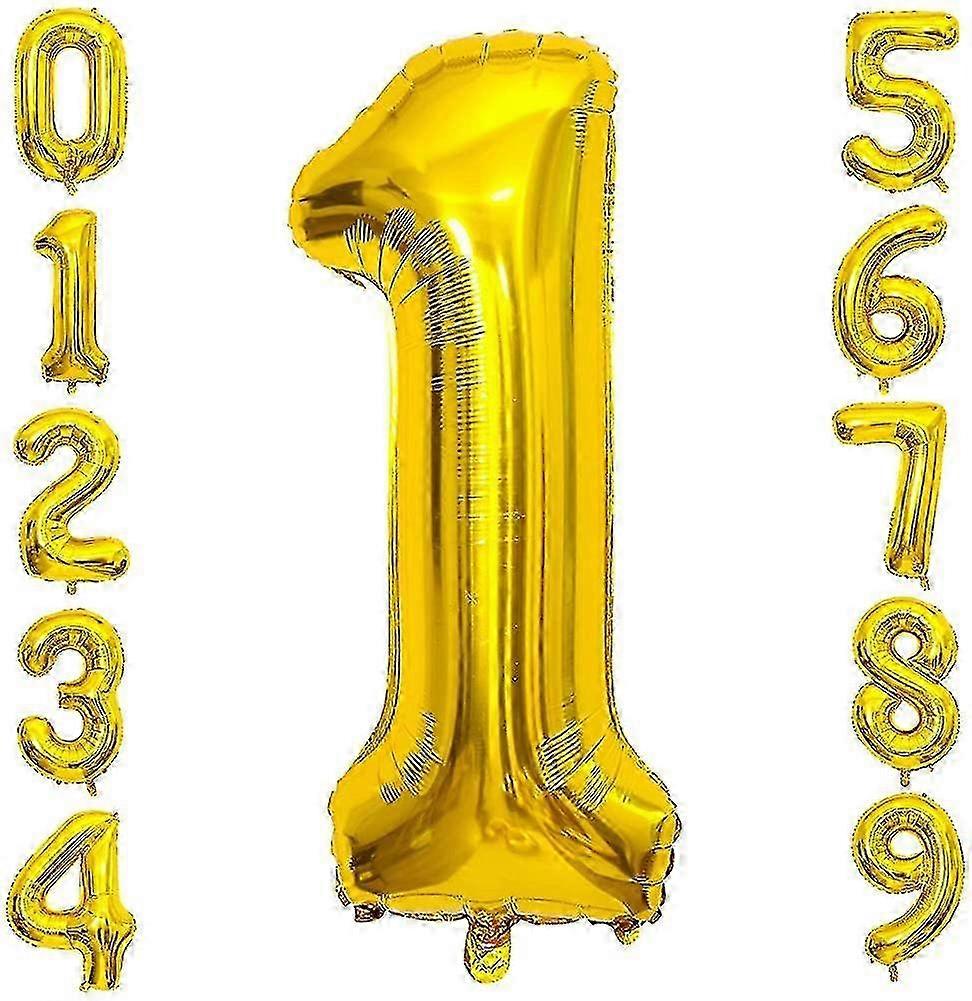 40 Number Balloons - Gold - Inflatable Mylar Age Number Balloon