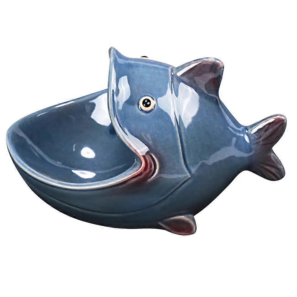 Key Dish Ceramic Tray Big Mouth Fish Shape Storage For Women Homeowners 21.8x13.8cm 1Pack