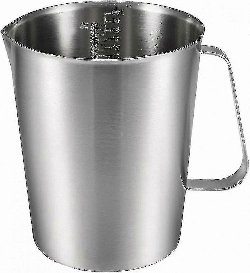Stainless Steel Measuring Beaker 2000ml 64oz, Dual Measurement Scales (ml & Ounce), Durable Graduated Container with Handle for Lab and Kitchen Use