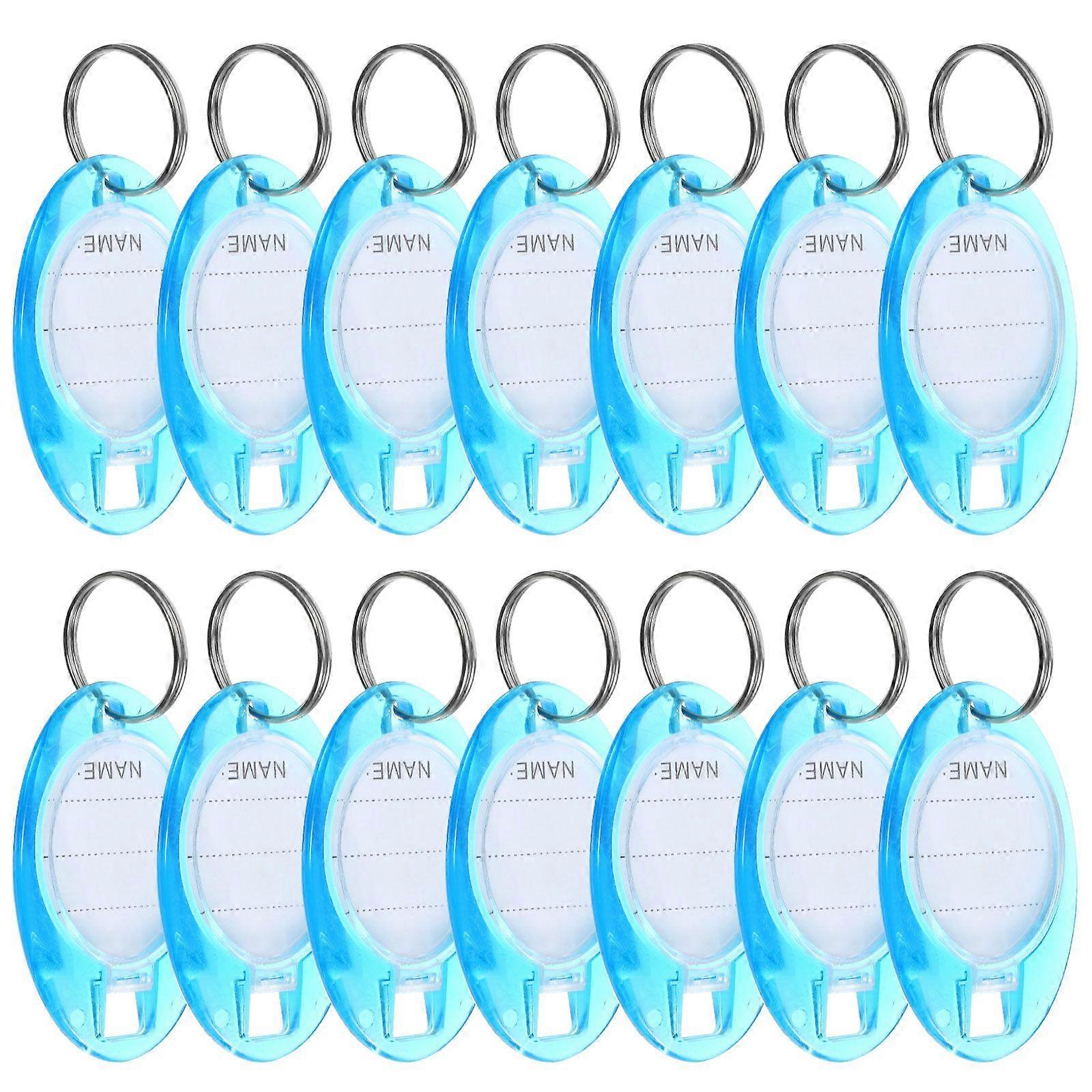 50pcs Oval Key Chain with Label Window Plastic Classifing Tag Identifying Tags