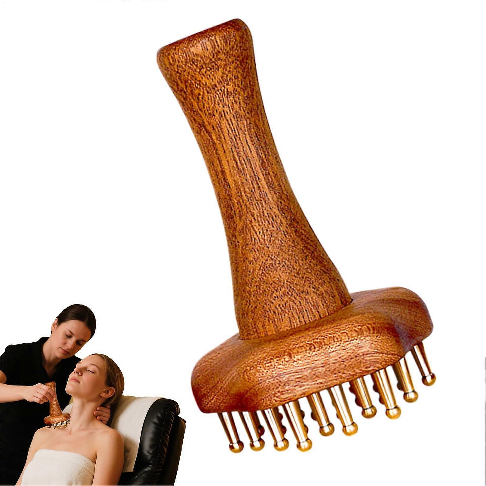 Pressure Brush - Brass Ergonomic Roller Comb 8.5x14cm for Back, Face, Scalp, and Body Massage