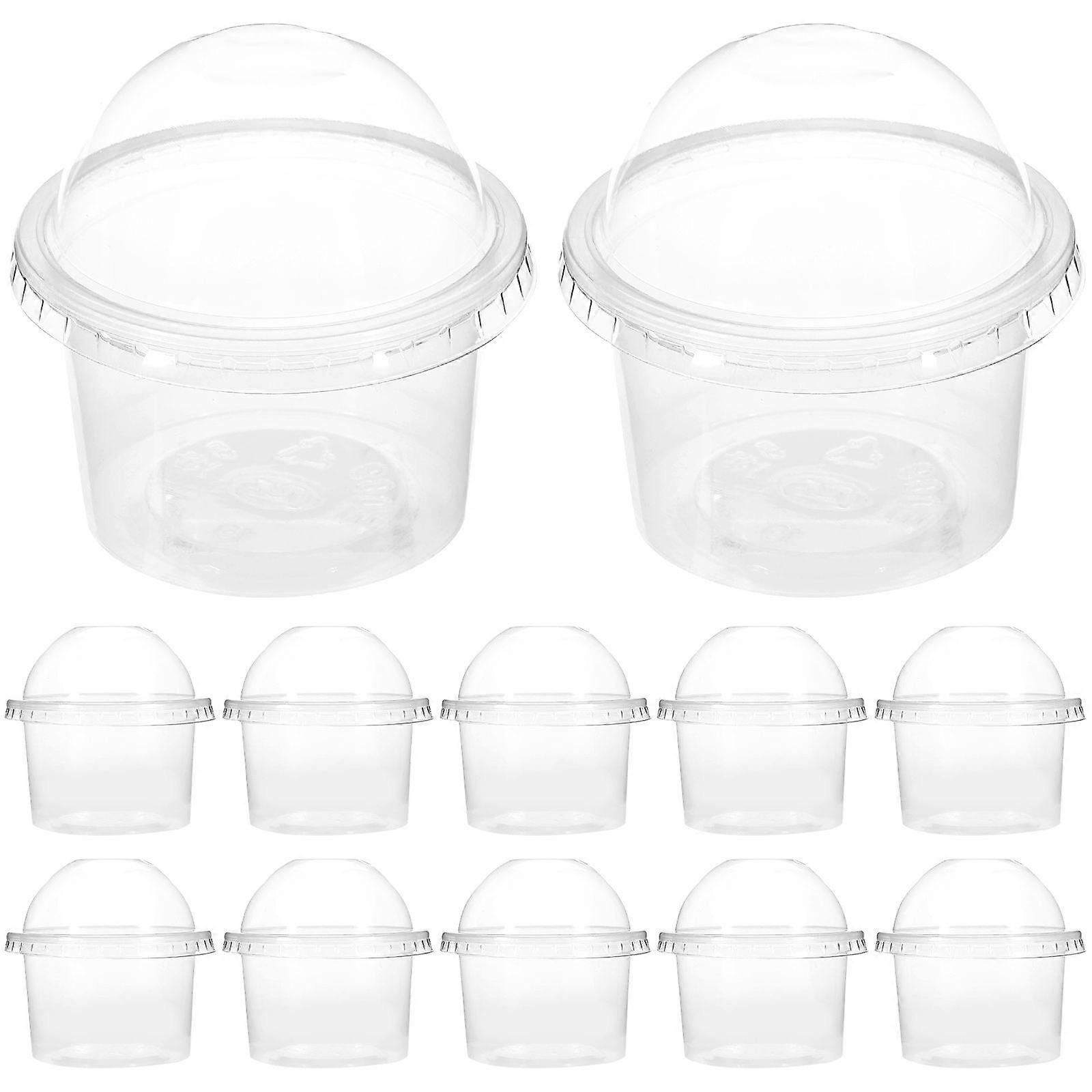 100pcs Dessertbecher mit Deckel Einweg-Puddingbecher Plastik-Einwegbecher für Suppen-Eisbecher Eiscreme