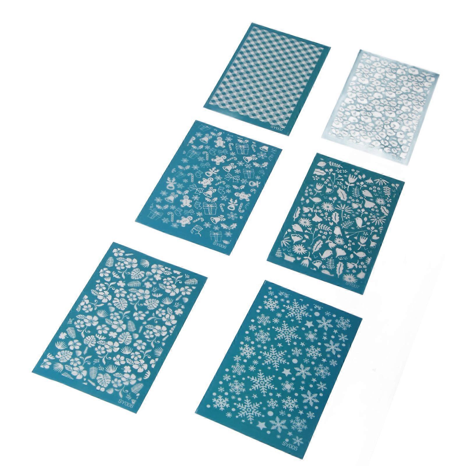 6pcs Polymer Clay Silk Screen Stencils Clay Printing Templates Durable DIY Clay Silkscreen Print Kit