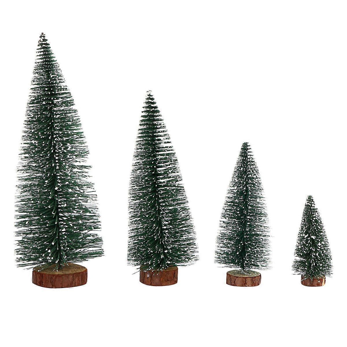 Home Decor Mini Tree Decorations Portable Lightweight 15cm Wood 4Set