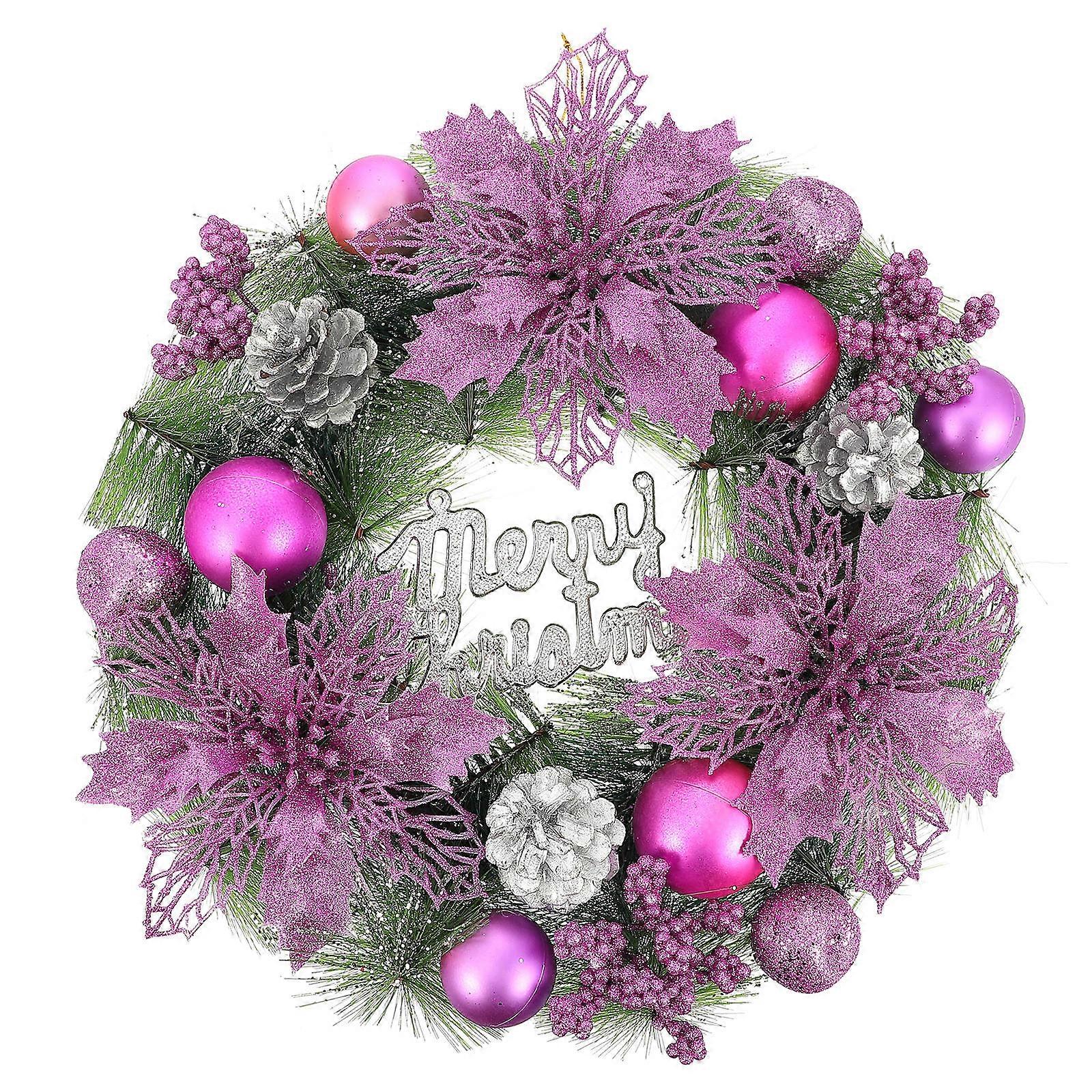 Hanging Door Wreath Decor Wreath Homeowners Party Use PVC Material Round Shape 11.8×11.8×2.4in 1Pack