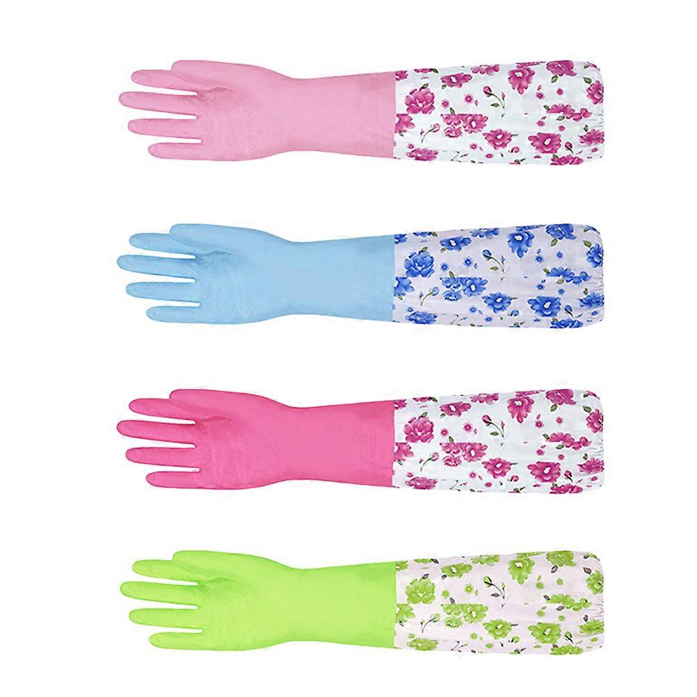 Lengthened Dishwashing Gloves In Random Color Suitable For Multiple Cleaning Jobs 2Pairs