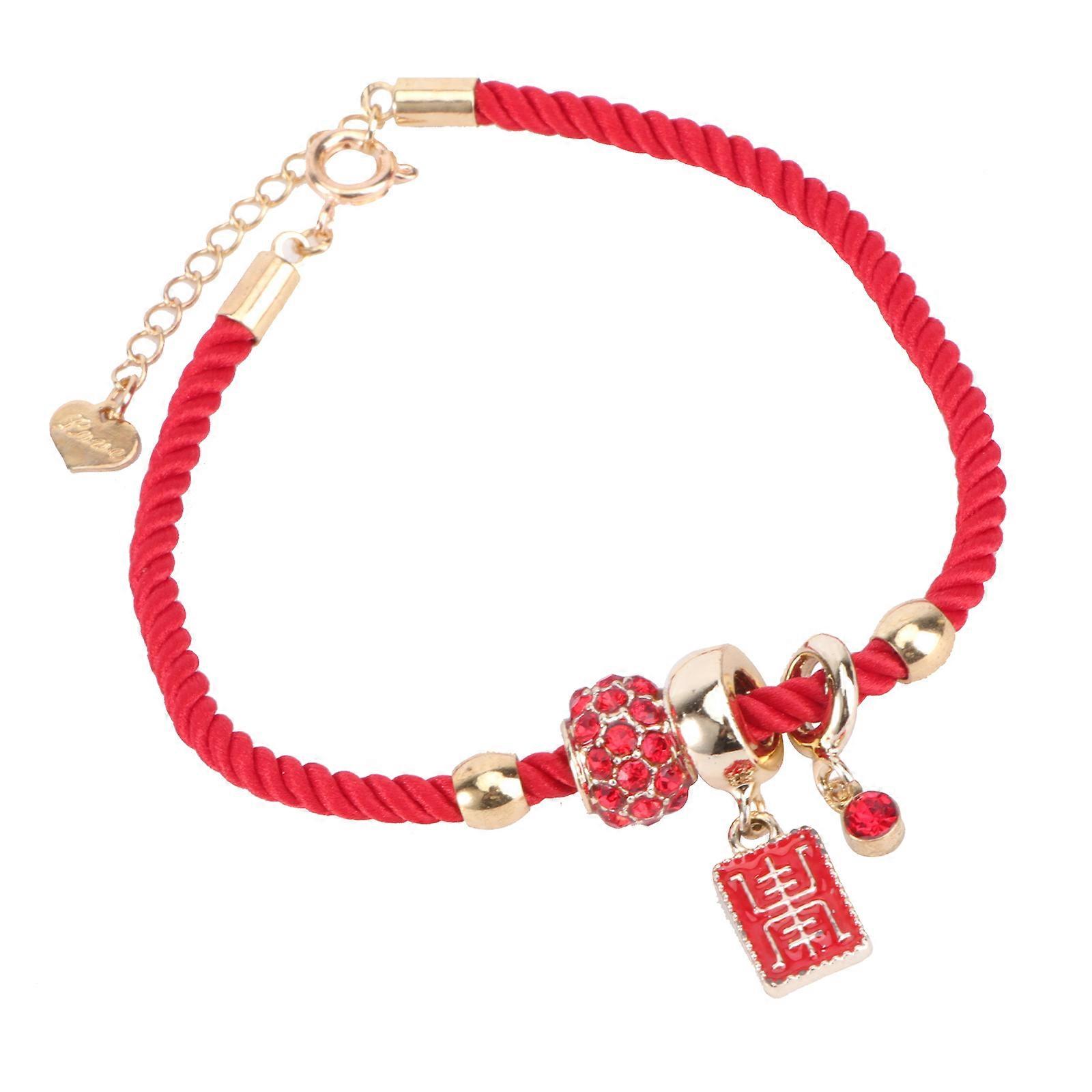 Red Creative Student Bracelet for Girl with Copper Alloy and Zircon Suitable for Daily Life Occasions