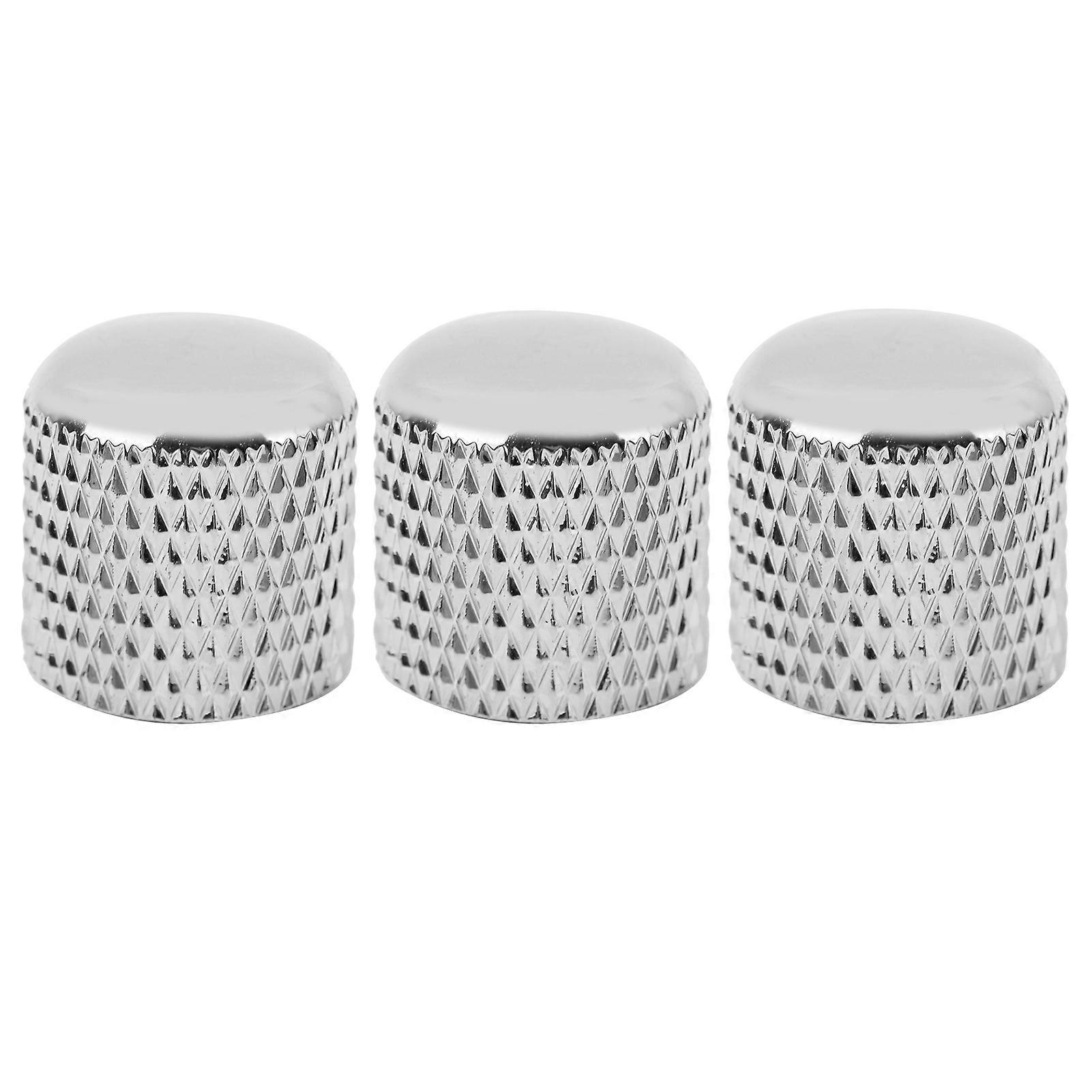 3pcs Electric Guitar Bass Volume Control Knobs Metal Switch Knob Replacement AccessorySilver