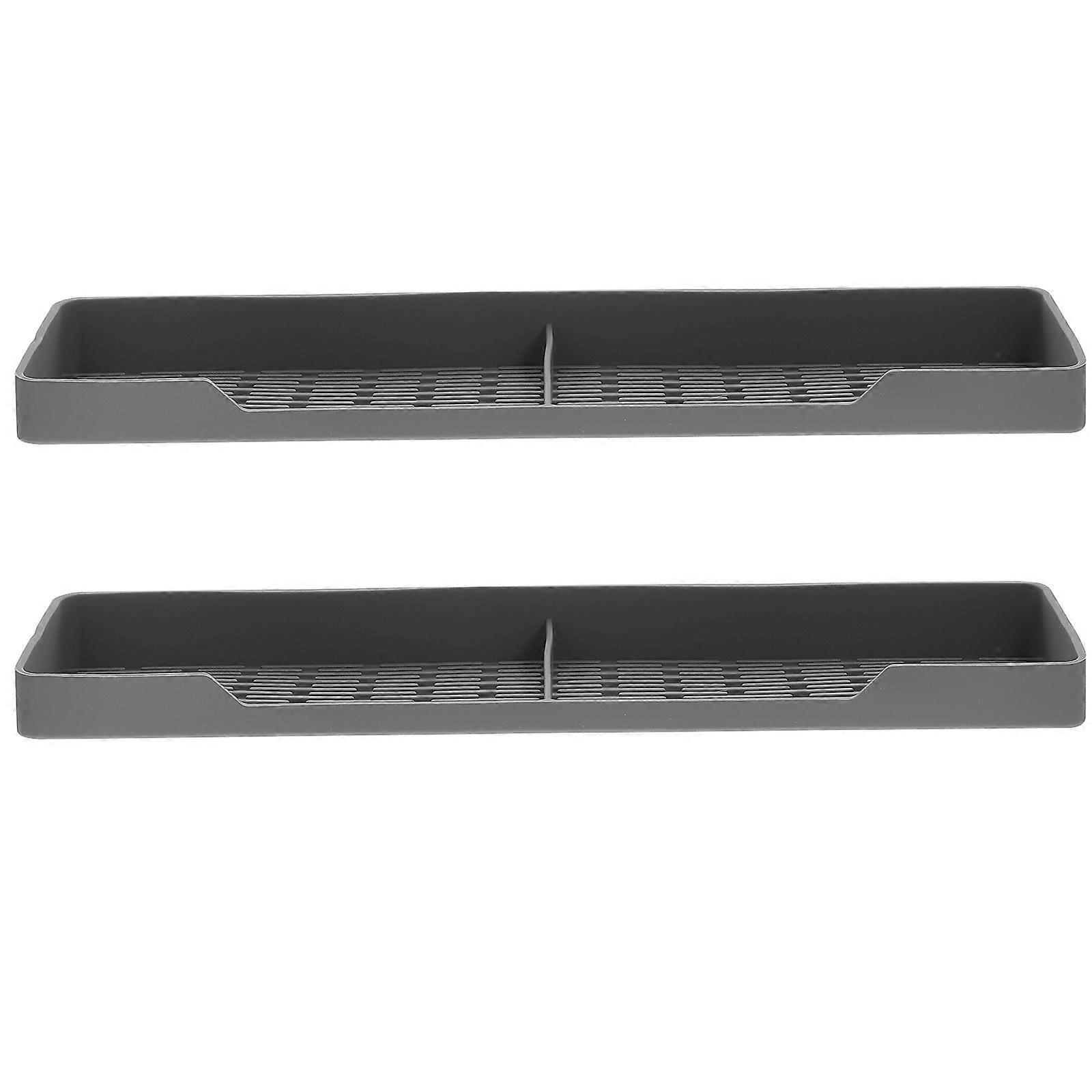 Magnetic Silicone Oven Shelf for Storage Grey with Guardrails and Bottom Stripe Design 2pcs