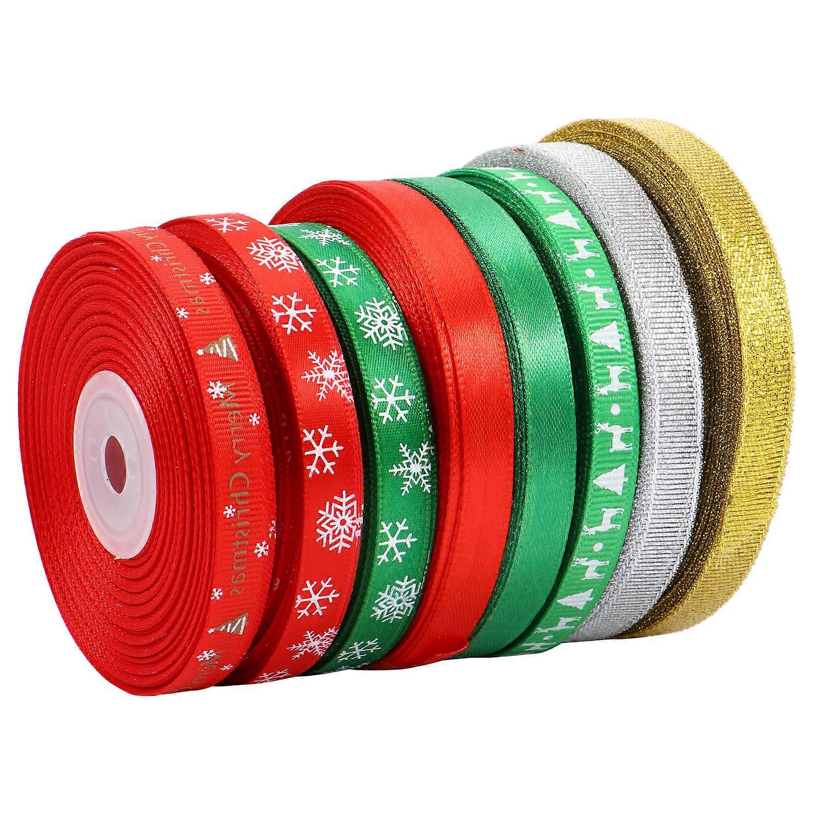 Holiday Ribbon Wired Snowflake Ribbons 8 Rolls 25 Yards Assorted Color Decorative Christmas Gift Wrapping 8Rolls