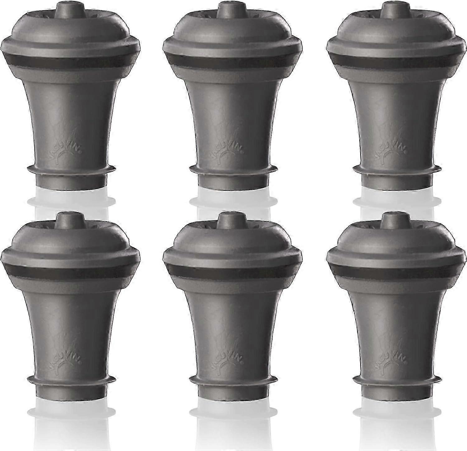 Wine Saver Vacuum Stoppers - Set of 6 - Gray - for Wine Bottles - Keep Wine Fresh for Up to a Week with Airtight Seal SZRH A-J