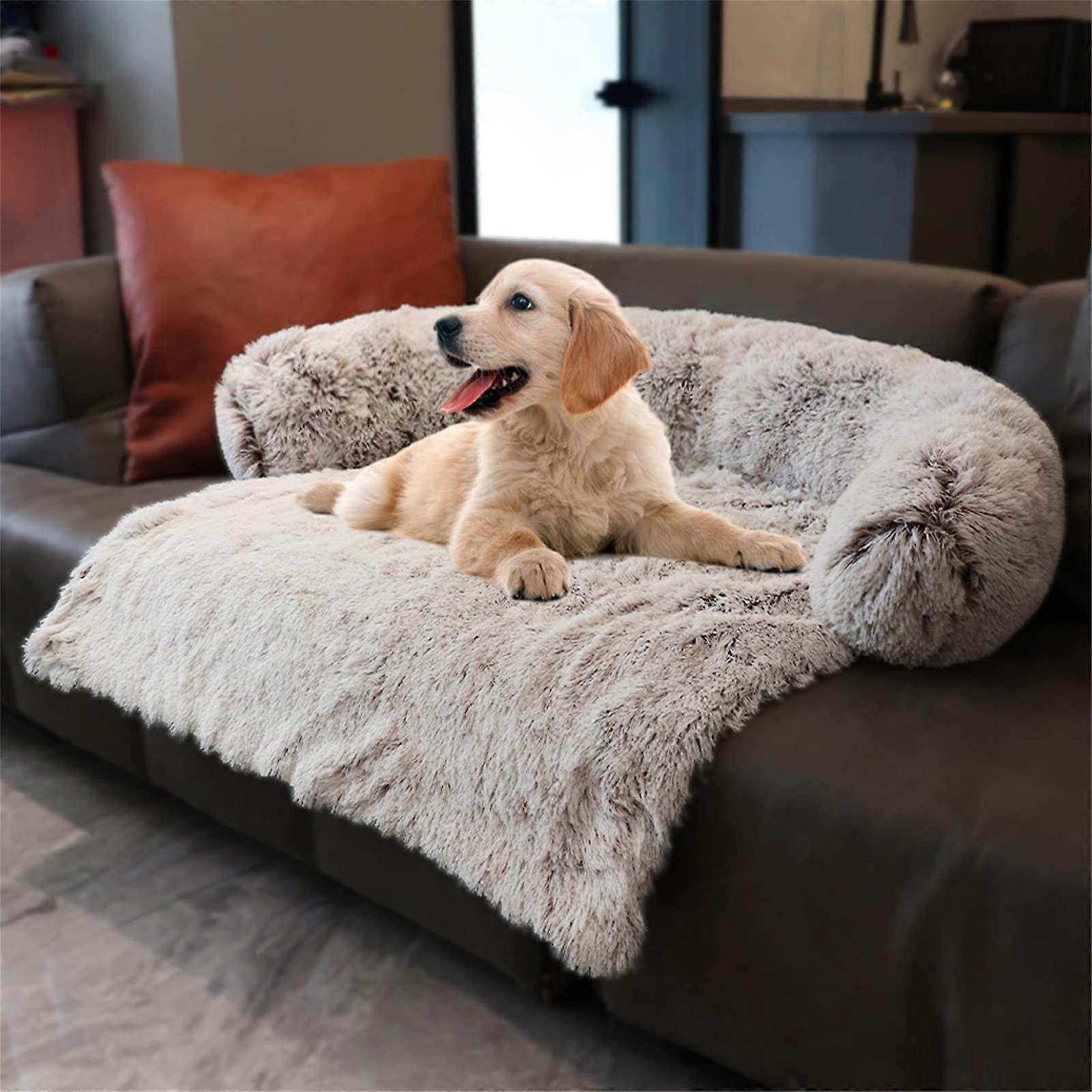 Dog Bed M Brown Fluffy Plush Blanket For Sofa Protection, Kennel Use, Washable, Warm Cat Bed Mat