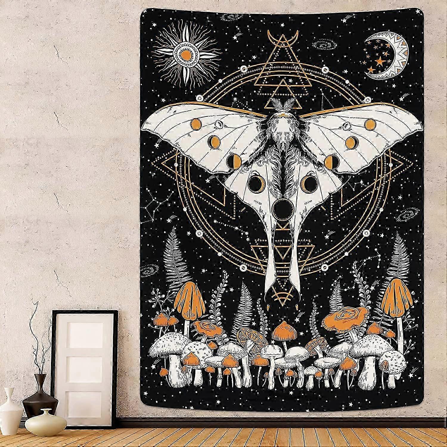 Psychedelic Mushroom Tapestry - 200x150cm Celestial Sun & Moon Design