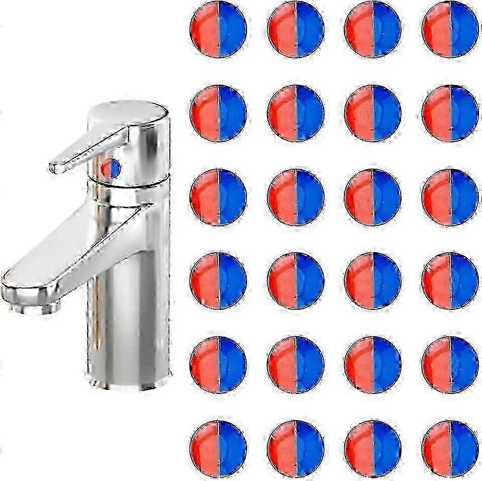 24個の温水と冷水のステッカーセルフスティック温水と冷水のラベルエポキシ樹脂蛇口トランスファーステッカーバスルームキッチン用直径10mmのハイウェイ