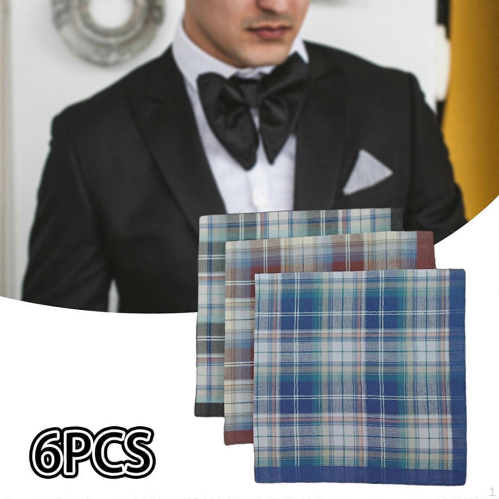 6Pcs Coton Mouchoirs Pour Hommes Cadeaux Hommes Mouchoir Rayure Carreaux Mouchoirs De Poche