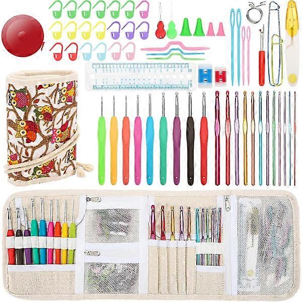 Crochet Hook Set with Organizer Bag - Ergonomic Knitting Set for DIY Crafters and Beginners