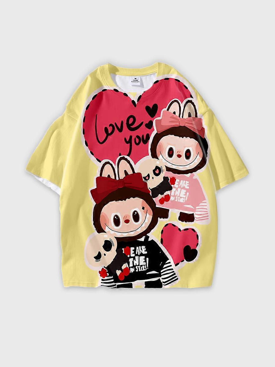 T-shirt round neck Pattern loose short sleeve P2090