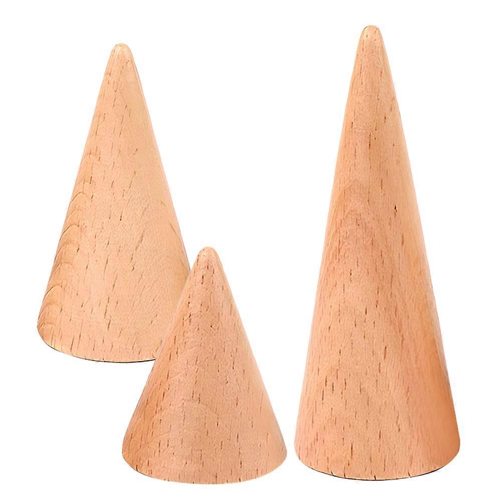 Wooden Ring Holder Display Stand for Home Assorted Color Lightweight and 3pcs