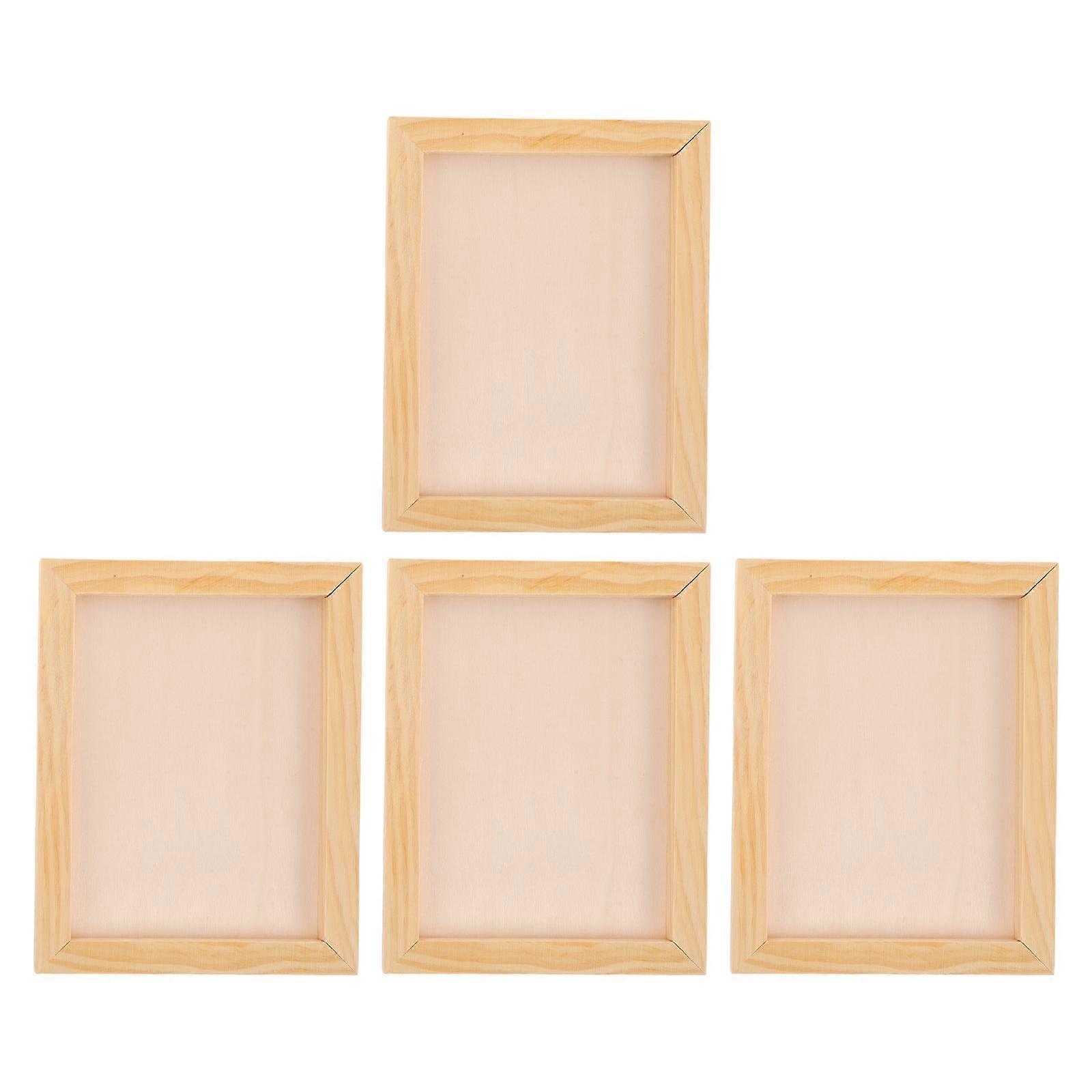 Children's Wood Picture Frames for Crafts with DIY Function 4Pcs Set
