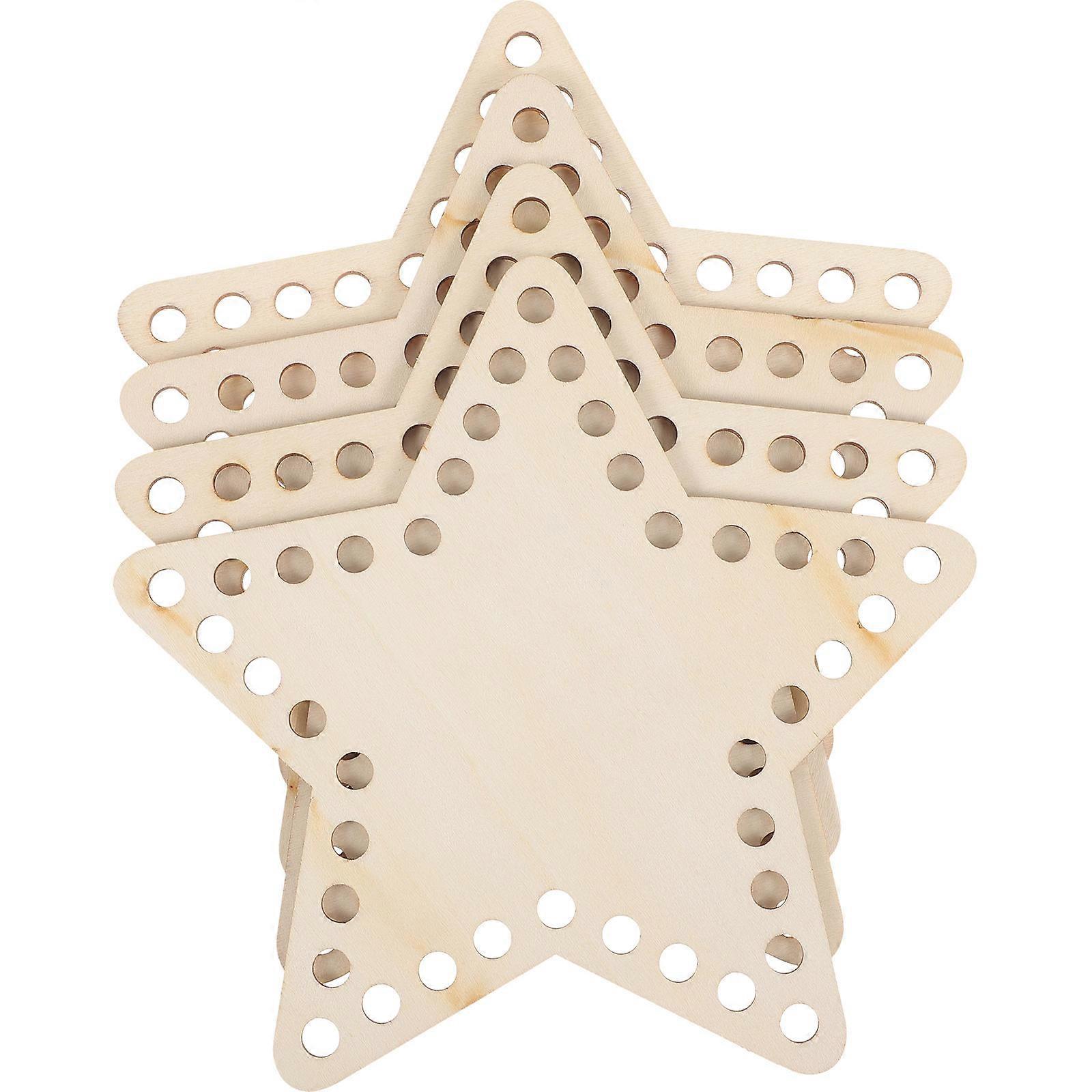 Sewing Kit Board Star Shaped Embroidery Floss Organizer Cross Stitch Tool Storage Beige 14.9x14.9cm Thread Winding 4Pcs