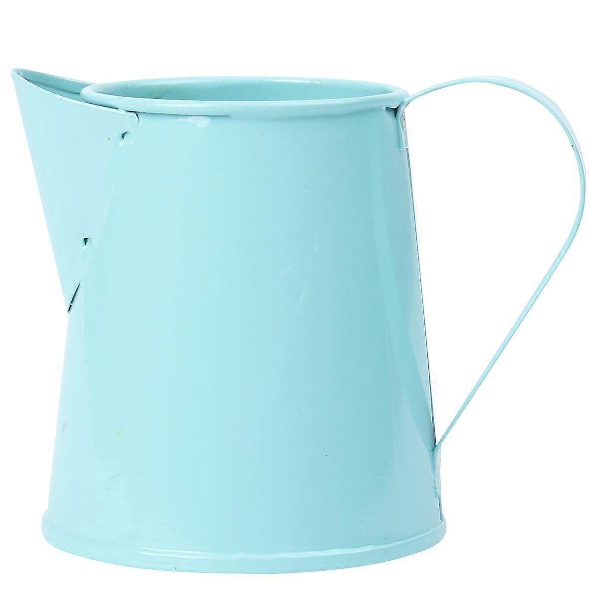 Sky-blue Iron Planter Pot for Decoration Durable and Safe with Breathable Design 1 Pc