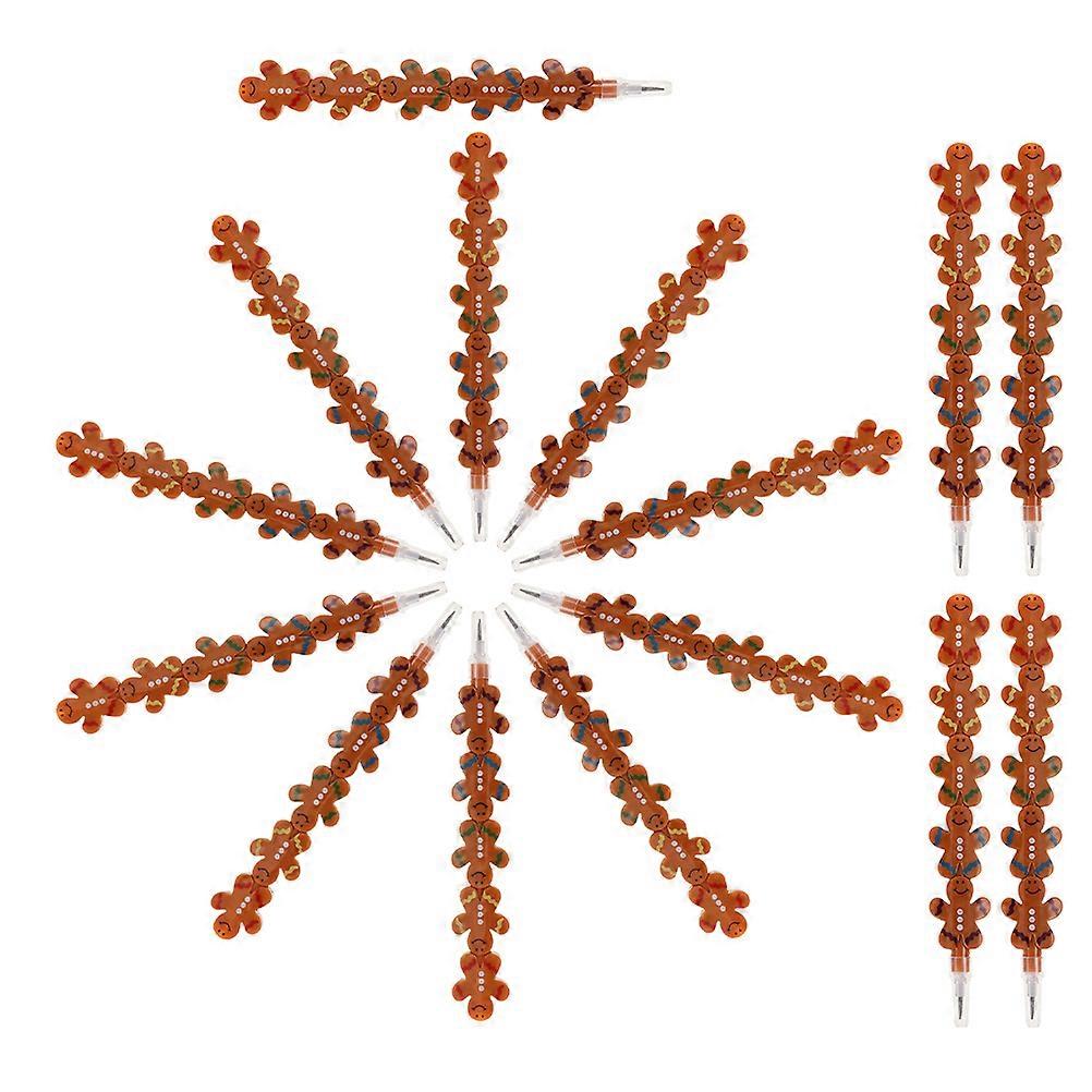 15 قطعة عطلة الزنجبيل رجل أقلام رصاص غير شحذ اللوازم المدرسية للأولاد والبنات أدوات الكتابة البلاستيكية البني القابلة للتكديس