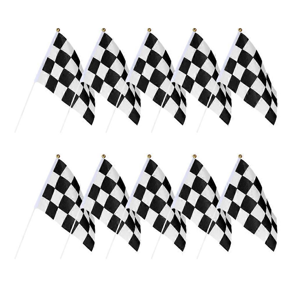 Checkered Racing Signal Flags For Racing Events 28.00X20.00X0.10CM Black Starting Signal 10pcs