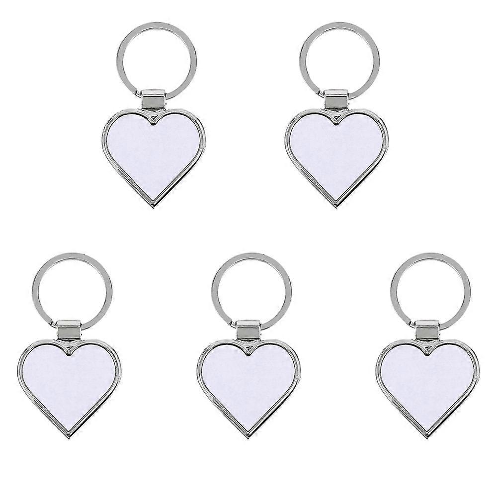 Heat Transfer Blank Keychains 5Pcs Heart Shaped For Silver 4x7cm