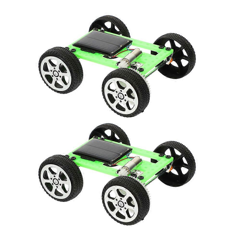 Solar Powered Model Car Kit 2pcs DIY Electric Motor Building Set for Science Experiments, Family Fun and Outdoor Activities