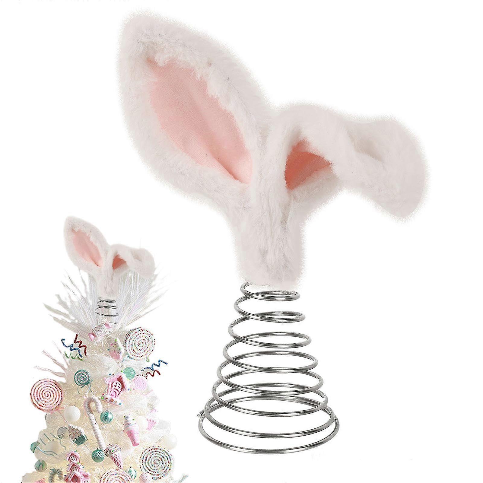 Spring tree topper, rabbit, festive decoration – plush tree topper, bunny ears, spring holiday decor for indoor and outdoor use, home essentials